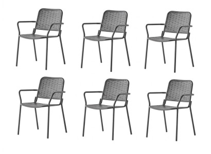 Stuhl-Set 6x Stuhl Grau Bequem Modern Stilvoll Metall Praktisch