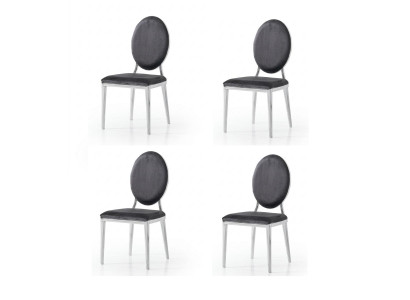 Stühle-Set 4x Stuhl Modern Stoff Komfortabel Schwarz Weich Bequem