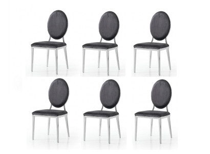 Stuhl-Set 6x Stuhl Schwarz Bequem Modern Stilvoll Weich Klassisch