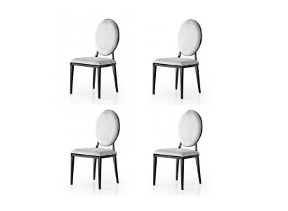 Stühle-Set 4x Stuhl Modern Stoff Komfortabel Grau Weich Bequem