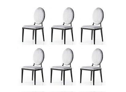 Stuhl-Set 6x Stuhl Grau Bequem Modern Stilvoll Weich Klassisch