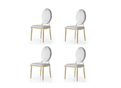Stühle-Set 4x Stuhl Modern Stoff Komfortabel Grau Weich Bequem