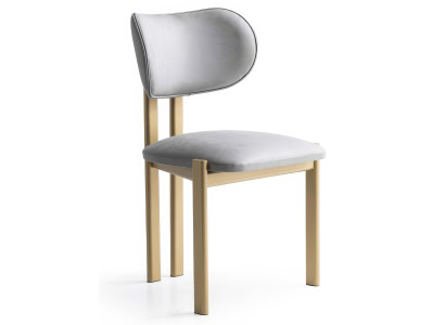 Stuhl Modern Grau Gold Edel Polsterstuhl Esszimmerstuhl Design Luxus