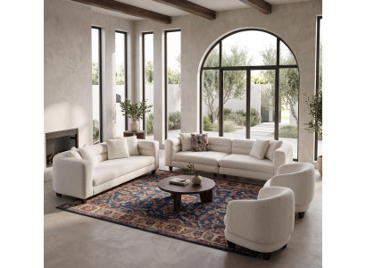 Elegantes Wohnzimmer Sofa Set Boucle Stil mit Sesseln