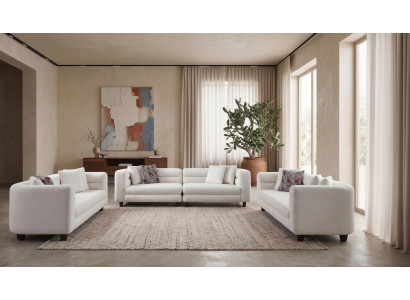 Zeitloses Wohnzimmer Möbelset Sofas und Sessel in Weiß