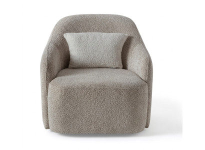 Sessel Modern Kissen Beige Runde kompakte Form Hohe Rückenlehne Neu