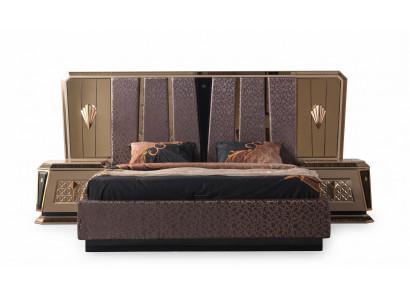 Bett für das Schlafzimmer beige grau goldfarben neu moderner Stil