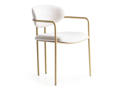 Stuhl Modern Weiß Gold Metall Esszimmerstuhl Polsterstuhl Bequem Neu
