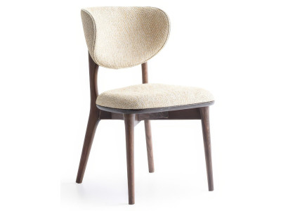 Stuhl Modern Beige Holz Esszimmerstuhl Polsterstuhl Bequem Design