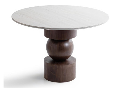 Tisch Modern Braun Weiß Rund Holztisch Design Wohnzimmertisch Neu