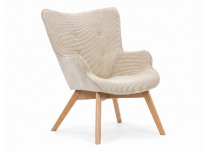 Beiger stilvoller Sessel Stoffsessel Wohnzimmersessel Wohnzimmermöbel