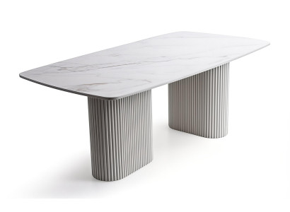 Tisch Modern Weiß Marmor Optik Säulentisch Rechteckig Küchentisch Neu