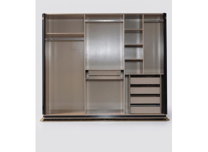 Schrank goldfarben schwarz Schlafzimmer Spiegel moderner Holz neu
