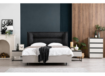 Modernes Schlafzimmer Set Bett Nachttische Kommode Spiegel Pouf