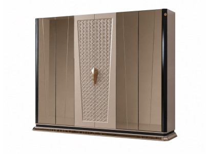 Schrank goldfarben schwarz Schlafzimmer Spiegel moderner Holz neu