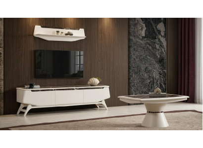 Wohnwand Lowboard Regal Wohnzimmer Stil modern Farbe beige neu