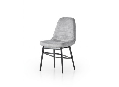 Stuhl Grau Bequem Weich Stoff Metall Modern Komfortabel Stilvoll