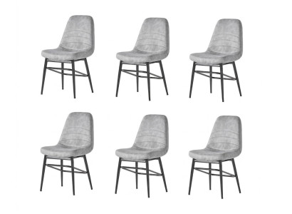 Stuhl-Set 6x Stuhl Grau Bequem Modern Stilvoll Weich Klassisch