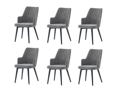 Stuhl-Set 6x Stuhl Grau Bequem Modern Stilvoll Weich Klassisch