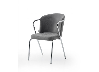 Stuhl Grau Bequem Weich Stoff Metall Modern Stil Komfortabel