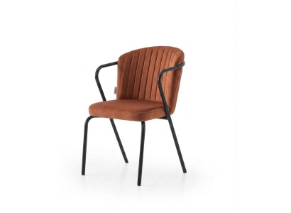 Stuhl Braun  Bequem Weich Stoff Metall Modern Stil Komfortabel