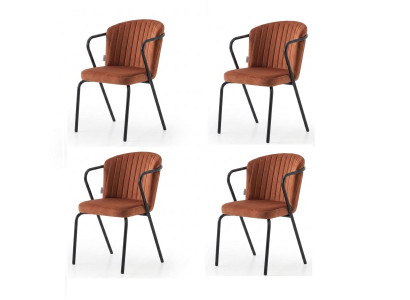 Stühle-Set 4x Stuhl Modern Stoff Komfortabel Braun Weich Bequem