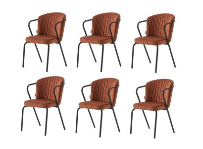 Stuhl-Set 6x Stuhl Braun Bequem Modern Stilvoll Weich Klassisch
