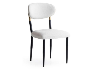 Polsterstuhl Modern Weiß Boucle Stoff Esszimmerstuhl Gold Schwarz Neu