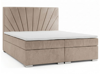 Beiges Bett 160 x 200 Doppelbett mit Polsterung Luxusbetten Schlafzimmermöbel