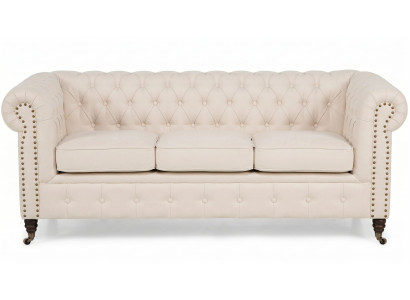 Luxuriöses beiges 3-Sitzer-Sofa Chesterfield-Sofa Sofas für das Wohnzimmer
