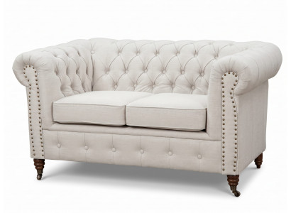 Beiges 2-Sitzer-Sofa Chesterfield kleines weiches Sofa Wohnzimmermöbel