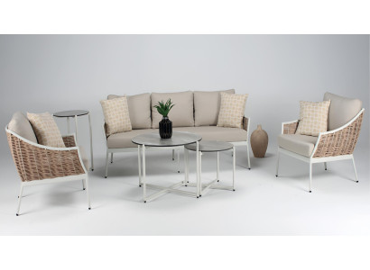 Gartenmöbel Set Modern Gartensofa 3-Sitzer Sofa 2x Sessel Outdoor Couch