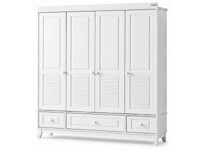 Eleganter Weißer Kleiderschrank mit Viel Stauraum für Kinderzimmer