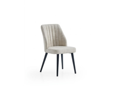 Stuhl Beige Bequem Weich Stoff Metall Modern Stil Komfortabel