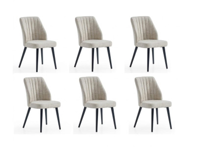 Stuhl-Set 6x Stuhl Beige Bequem Modern Stilvoll Weich Klassisch