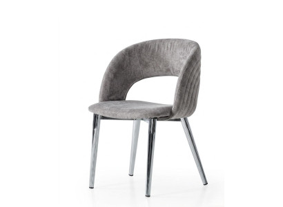 Stuhl Grau Bequem Weich Stoff Metall Modern Stil Komfortabel