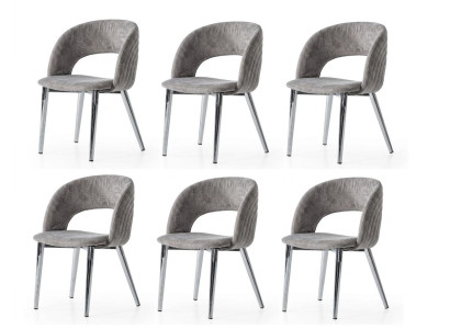Stuhl-Set 6x Stuhl Grau Bequem Modern Stilvoll Weich Klassisch