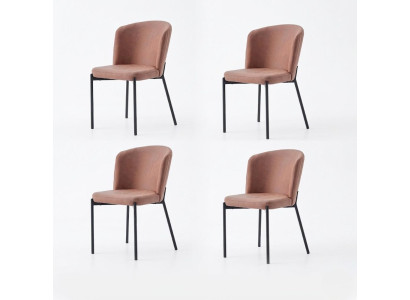 Stühle-Set 4x Stuhl Modern Stoff Komfortabel Braun Weich Bequem