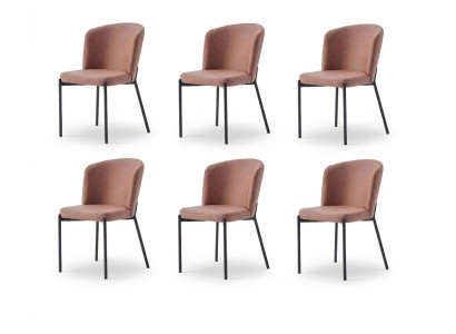 Stuhl-Set 6x Stuhl Braun Bequem Modern Stilvoll Weich Klassisch