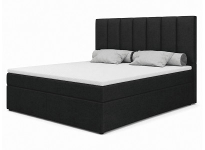 Großes schwarzes Boxspringbett 200 x 200 Bett mit Kopfteil Schlafzimmermöbel