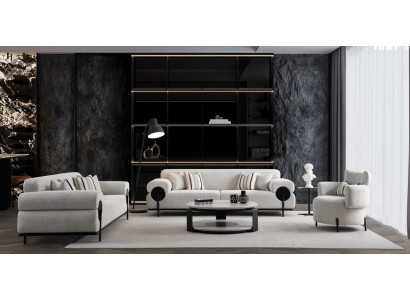 Exklusives Sofa Set Modern 2 Sofas Sessel & Tisch Creme Komfort Neu