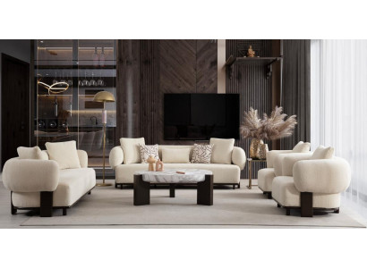 Sofagarnitur Modern Creme Luxuriös Wohnzimmer Set Couch Garnitur Neu