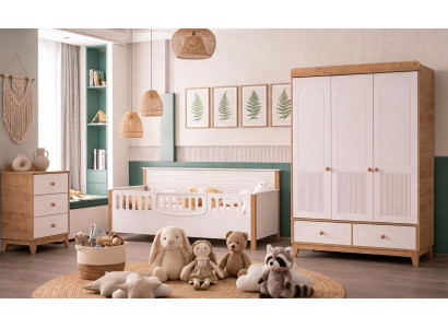 Skandinavisches Kinderzimmer Set mit Bett Schrank und Kommode Lux
