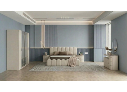 Schlafzimmer Set Bett Nachttisch2x Kommode Kleiderschrank Modern Neu
