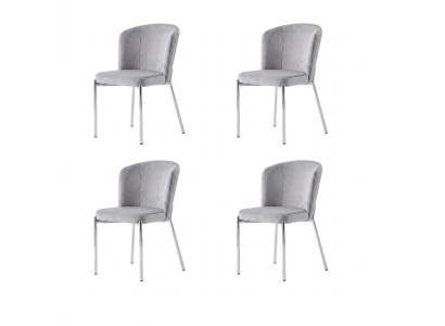 Stühle-Set 4x Stuhl Modern Stoff Komfortabel Grau Weich Bequem
