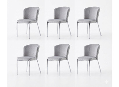 Stuhl-Set 6x Stuhl Grau Bequem Modern Stilvoll Weich Klassisch