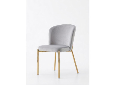 Stuhl Grau Bequem Weich Stoff Metall Modern Gold Stilvoll Praktisch