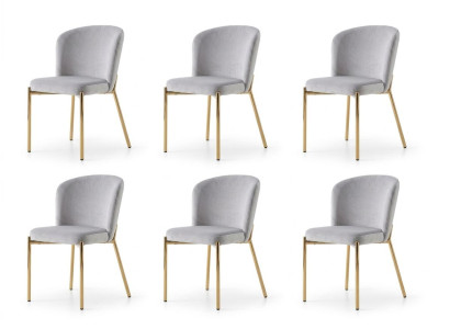 Stuhl-Set 6x Stuhl Grau Bequem Modern Stilvoll Weich Klassisch