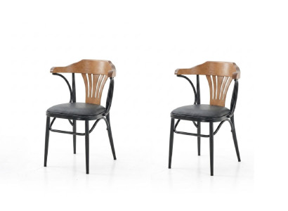 Stühle-Set 2x Stuhl Modern Komfortabel Weich Schwarz Stilvoll
