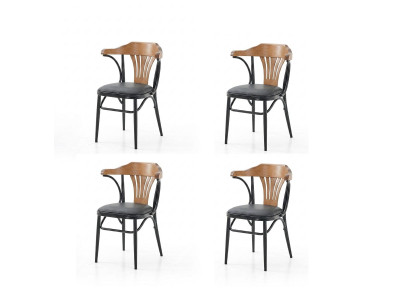 Stühle-Set 4x Stuhl Modern Komfortabel Weich Schwarz Stilvoll